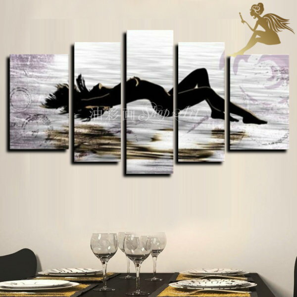 【絵画】【手書き】【壁掛け】【油絵】【人物画】【絵】絵画 インテリア 【送料無料】 『モダン インテリア アートパネル』5パネルSET/セクシーな女性 1068...