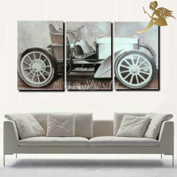 【絵画】【壁掛け】【手書き】【油絵】【風景画】【絵】【自然画】絵画　インテリア　【送料無料】『モダン　インテリア　アートパネル』『3パネルSET/レトロカー　1069』【アートパネル　クラシカル】『壁掛け　絵　北欧　雑貨』
