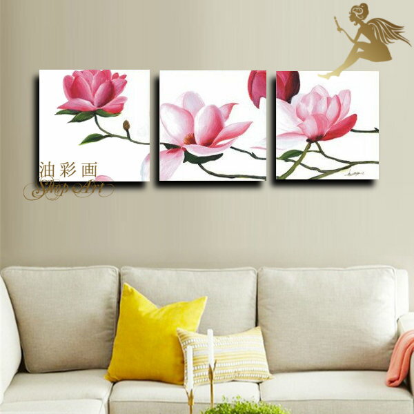 【絵画】【手書き】【壁掛け】【油絵】【自然画】【風景画】【絵】絵画 インテリア 【送料無料】『モダン インテリア アートパネル』『3パネルSET お花ピンク系 ...