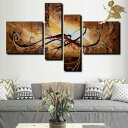 【絵画】【手書き】【壁掛け】【油絵】【抽象画】【絵】絵画 インテリア【送料無料】『モダン インテリア アートパネル』/4パネルSET ブラウン系 1095/油絵...