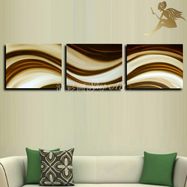 【絵画】【手書き】【壁掛け】【油絵】【抽象画】【絵】絵画 インテリア【送料無料】『モダン インテリア アートパネル』/3パネルSET ブラウンカーブ 1127/...