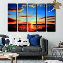 【絵画】【手書き】【壁掛け】【油絵】【風景画】【絵】アートパネル 海『送料無料』『モダン インテリア アートパネル』5パネルSET『日の出の海と空 1135』絵...