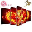 【絵画】【手書き】【壁掛け】【油絵】【抽象画】【絵】絵画 インテリア【送料無料】『モダン インテリア アートパネル』/5パネルSET 燃えるハート Sサイズ/油...