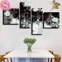 【絵画】【手書き】【壁掛け】【油絵】【抽象画】【絵】絵画 インテリア【送料無料】『モダン インテリア アートパネル』『4パネルSET/モノトーン花 Sサイズ 1...