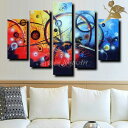 【絵画】【手書き】【壁掛け】【油絵】【抽象画】【絵】かわいい インテリア【送料無料】『モダン インテリア アートパネル』/5パネルSET カラフルな円 Sサイズ...