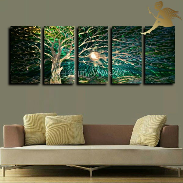 絵画 インテリアアート【絵画】【手書き】【壁掛け】【油絵】【風景画】【絵】【送料無料】『モダン インテリア アートパネル』『5パネルSET冬の森2 1207』壁...