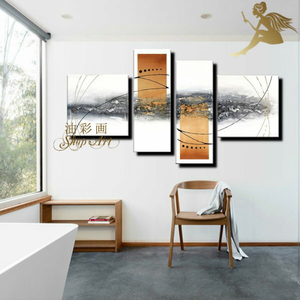 【絵画】【壁掛け】【手書き】【油絵】【風景画】【絵】絵画 インテリア【送料無料】『モダン インテリア アートパネル』4パネルSET/ブラウングレー 1273イン...