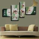 【絵画】【壁掛け】【手書き】【油絵】【風景画】【絵】絵画 インテリア 【送料無料】【絵画 和モダン 絵 和風】『モダン インテリア アートパネル 花』4パネルS...