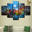 【絵画】【手書き】【壁掛け】【油絵】【抽象画】【絵】絵画 インテリア【送料無料】『モダン インテリア アートパネル』/5パネルSET ブルーの世界 1377/油...