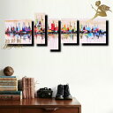 絵画 モダン インテリアアート アートパネル/5パネルSET『カラフルシティ』インテリア【送料無料】【おしゃれ 壁掛けアート】【絵画/壁掛け/手書き/油絵/抽象...
