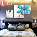 モダン アートパネル 『絵画』手書きの油彩画『花』【おしゃれな壁掛けアート】3パネルSET『水色のお花 Lサイズ』絵画 インテリア【送料無料】『アートパネル 花...