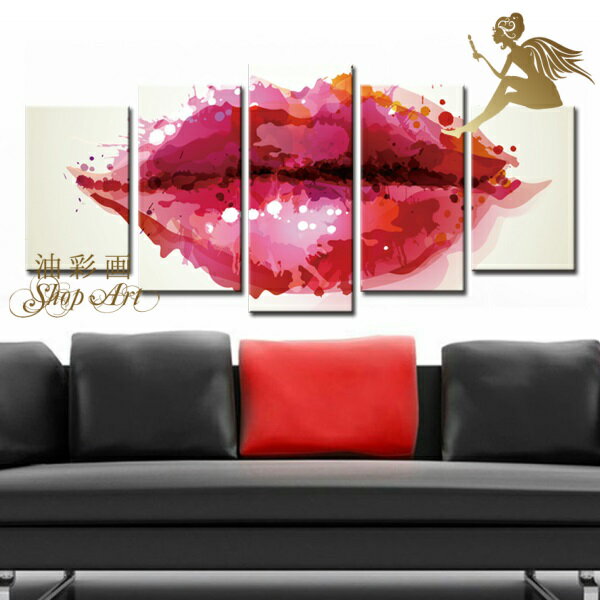 インテリア アートパネル/『5パネルSET リップ』【モダンアート】壁掛け アート【現代アート】手書きの油彩【絵画/壁掛け/油絵/抽象画/絵】こだわりのお部屋に...