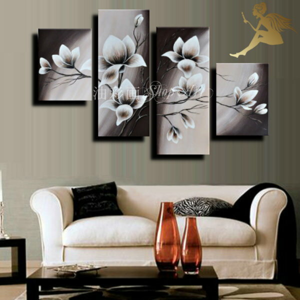 モダン アートパネル『絵画』手塗の油彩画『風景』日本絵画 インテリア 【送料無料】和モダン 和風 和室『4パネルSET 花 和セピア 1680』おしゃれ 壁掛け...