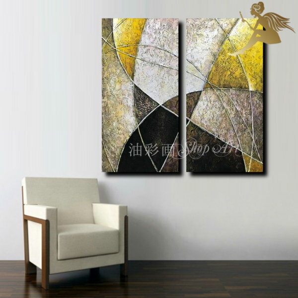 【絵画】【手書き】【壁掛け】【油絵】【抽象画】【絵】アート インテリア【送料無料】モダン おしゃれインテリア アートパネル『2パネルSET 幾何学的なモヨウ 1...