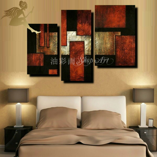 油絵 抽象画【手塗】凸凹質感絵画 インテリア【送料無料】モダン インテリア アートパネル『3パネルSET 沢山の四角い模様 1747』【絵】油彩画 アートボード...