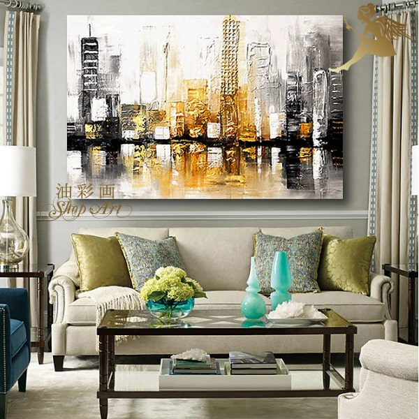 【手書きの油彩画】【絵画】【壁掛け】【油絵】【抽象画】【絵】絵画 インテリア【送料無料】『モダン アートパネル』『特大1パネル メタリックシティ 5170』木枠...