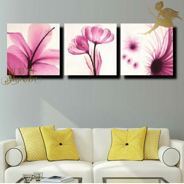 モダン インテリア アートパネル『3パネルSET ピンクのお花』絵画 インテリア 【送料無料】【アートパネル 花】【絵画/壁掛け/手書き/油絵/抽象画/絵】『壁...