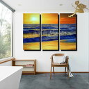モダン アートパネル 『絵画』手書きの油彩画『風景』【おしゃれな壁掛けアート】3パネルSET『海』こだわりのお部屋にしませんか?今どき最旬インテリア手軽に低価格...