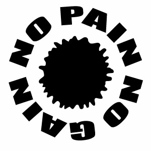 【NO PAIN NO GAIN 03（ノーペインノーゲイン） カッティングステッカー 大判Lサイズ 2枚組 幅約26cm×高約26cm】ハンドメイド デカール。