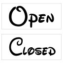 【オープンクローズ両面パネル看板・ミニサイズ:幅約23×高約10cm・メルヘンタッチ OPEN CLOSED】メルヘンチックな書体でデザインしたサインパネル。ハンドメイド 英語看板 パネル サイン 開店 閉店 ショップ用 オープン看板