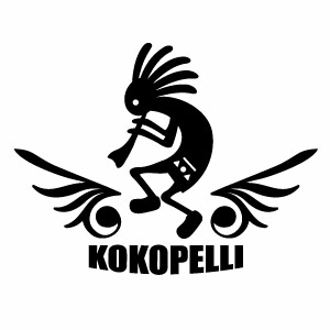 【ココペリ メロディー 098 カッティングステッカー 大判Lサイズ 2枚組 幅約26cm×高約19.8cm】ハンドメイド インディアン ココペリKOKOPELLI