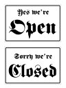 【オープンクローズ両面パネル看板・サイズ:幅約30×高約20cm・フランケン OPEN CLOSED】欧風チックな書体でデザインしたサインパネル。ハンドメイド 英語看板 パネル サイン 開店 閉店 ショップ用 オープン看板