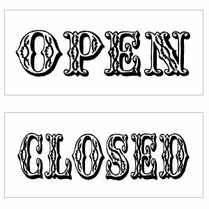 Rakuten - 【オープンクローズ両面パネル看板・サイズ：幅約35×高約15cm・チッパー OPEN CLOSED】植物柄をちりばめた書体のサインパネル。ハンドメイド 英語看板 パネル サイン 開店 閉店 ショップ用 オープン看板