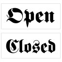 【オープンクローズ両面パネル看板・サイズ:幅約35×高約15cm・フランケン OPEN CLOSED】欧風チックな書体でデザインしたサインパネル。ハンドメイド 英語看板 パネル サイン 開店 閉店 ショップ用 オープン看板