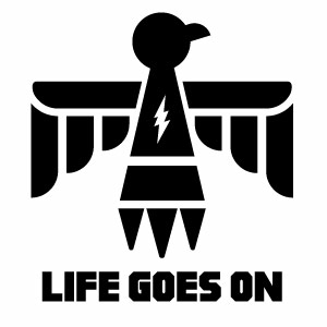 【カッティングステッカー LIFE GOES ON 雷神鳥モチーフ 053（人生は続く）ミニサイズ 3枚組 幅約9cm×高約10cm】ハンドメイド デカール