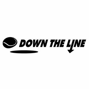 【カッティングステッカー DOWN THE LINE Ver.011（テニス用語 ダウンザライン）ミニサイズ 3枚組 幅約12.5cm×高約2.4cm】ハンドメイド テニス ステッカー。