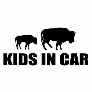 【2枚組 KIDS IN CAR Ver.193（子供が乗っています）アメリカバイソン カッティングステッカー 幅約18cm×高約8cm】ハンドメイド キッズインカー 車用ステッカー 。
