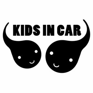 【2枚組 KIDS IN CAR Ver.0231（子供が乗っています）OTM おたまじゃくしモチーフ カッティングステッカー 幅約18cm×高約11cm】ハンドメイド キッズインカー。