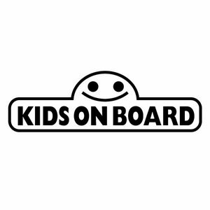 【KIDS ON BOARD Ver.169（子供が乗っています）スマイル カッティングステッカー 2枚組 幅約21cm×高約6.6cm】ハンドメイド キッズインカー 車用ステッカー 。