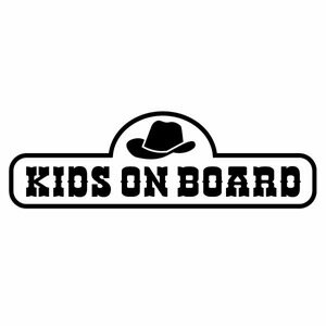 【2枚組 KIDS ON BOARD Ver.163 子供が乗っています ウエスタン カッティングステッカー 幅約21cm 高約6.6cm】ハンドメイド キッズインカー 車用ステッカー アメリカ 西部 