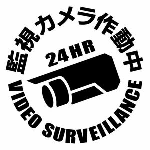 【監視カメラ作動中（円形）カッティングステッカー ミニサイズ 3枚組 幅約12cm×高約12cm】