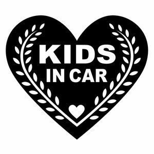 【KIDS IN CAR Ver.76（子供が乗ってます） カッティングステッカー 2枚組 幅約16cm×高約14cm】ハンドメイド キッズインカー ウインドウステッカー ハート heart。