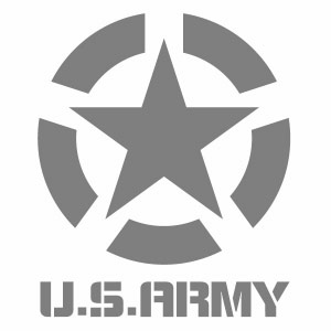 【U.S. ARMY ver.25 Fスター（米軍モチーフ） グレー色 カッティングステッカー 2枚組 幅約15cm×高約18cm】ハンドメイド デカール アメリカ軍 アーミー 米軍。