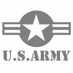 【U.S. ARMY 01 （米軍モチーフ） カッティングステッカー 2枚組 グレー色 幅約20cm×高約14.6cm】ハンドメイド デカール アメリカ軍 アーミー 米軍。