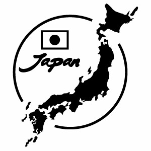 【都道府県カッティングステッカー／JAPAN 筆字 Ver.03（日本国）2枚組 幅約16.8cm×高約19.2cm】日本地..