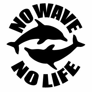 【NOWAVE NOLIFE （ノーウェーブノーライフ）028 DL（ドルフィン） カッティングステッカー 2枚組 幅約15cm×高約16.1cm】ハンドメイド 防水デカール