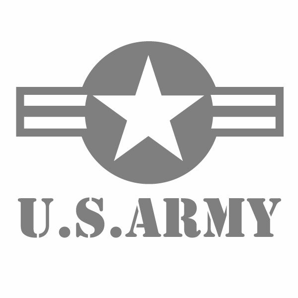【U.S. ARMY 01 グレー（米軍モチーフ） カッティングステッカー ミニサイズ 3枚組 グレー色 幅約10cm×高約7.3cm】ハンドメイド ミリタリーデカール