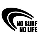 【NOSURF NOLIFE （ノーサーフノーライフ） ver.018 BW カッティングステッカー 大判Lサイズ 2枚組 幅約26.5cm×高約18.1cm】ハンドメイド デカール。