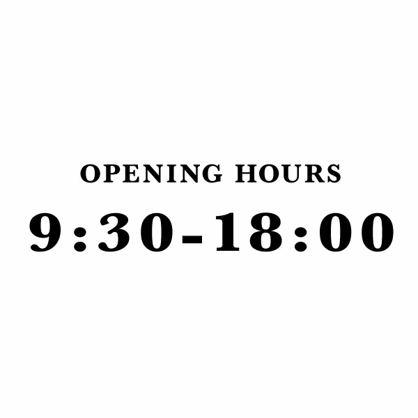 【カッティングステッカー OPENING HOURS（24H表示） 時間オーダータイプ10（BV） 特大Xサイズ 2枚組 幅約39cm×高9.4cm】営業時間ステッカー