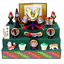 錦彩出世兜飾り(三段)SG-5【五月人形】【陶器】【陶製】【瀬戸物】
