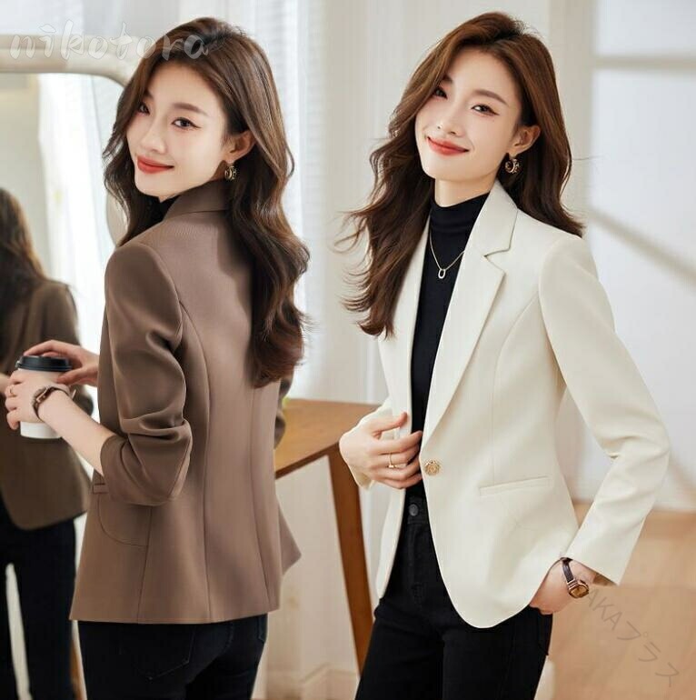 一つボタン テーラード ジャケット レディース 長袖 スーツジャケット ブレザーコート シンプル 無地 ビジネス フォーマル ママスーツ 卒業式 入学式 結婚式...