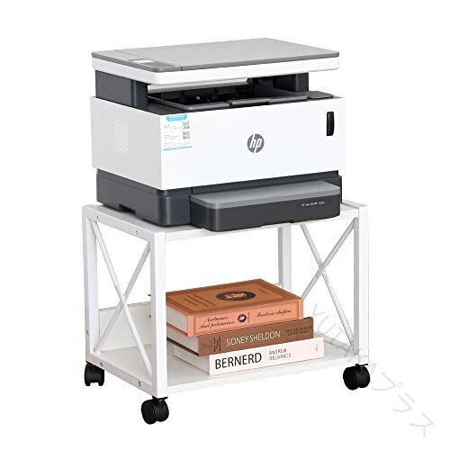 プリンター台 プリンターラック 2段 机下 机上両対応 キャスターとアジャスター付き プリンタースタン..