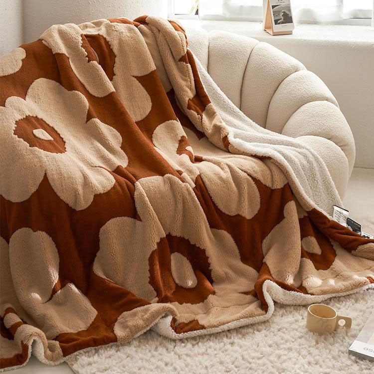 楽天YUTAKAプラス枚合わせ 毛布 シープ ボア ブランケット おしゃれ 花柄 毛布 大判 掛け毛布 掛け布団 寝具 ひざ掛け タオルケット ソファカバー ベッドカバー 吸湿発熱 マイクロファイバー ふわふわ もこもこ 快適保温