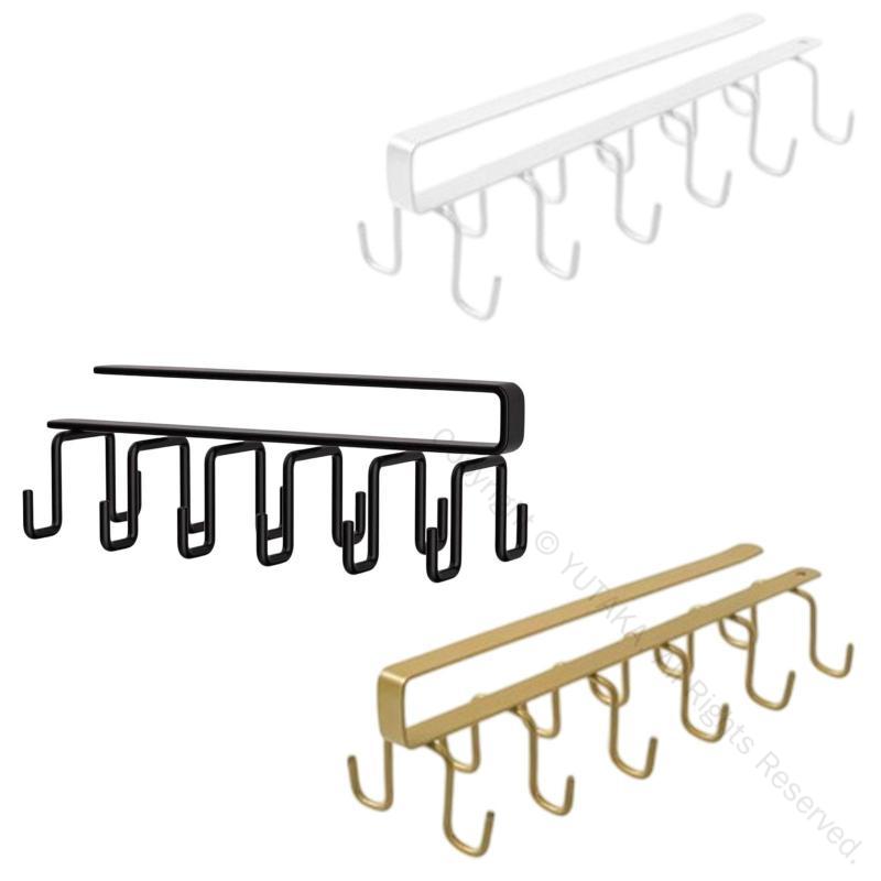 キャビネットの下に取り付けるマグフック コーヒーカップホルダー カップグラス収納棚 ハンギングフッ..