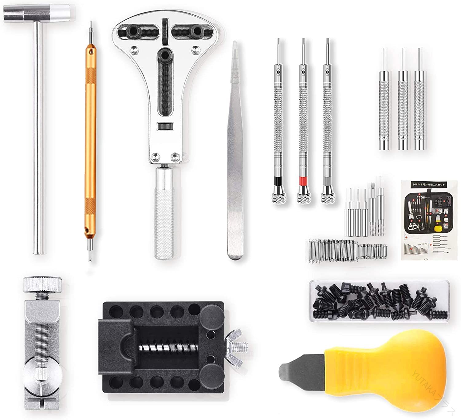 時計修理工具セット 144点セット 時計道具 腕時計修理工具 時計修理 電池交換 ベルト調整 多機能 時計工具 収納ケース付き プロ仕様の高品質工具セット