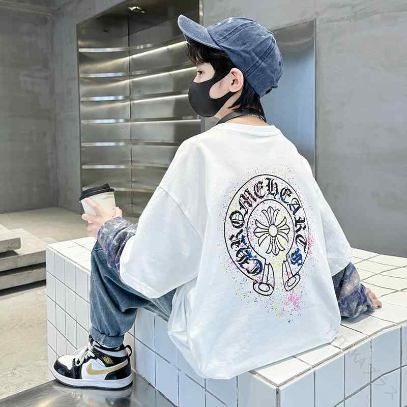 男の子 ファッション ボーイズ 子供 おしゃれ フェイク セットアップ スウェットシャツ 春春秋 シャツ ..